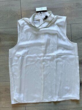 Ann Taylor White Sleeveless Blouse